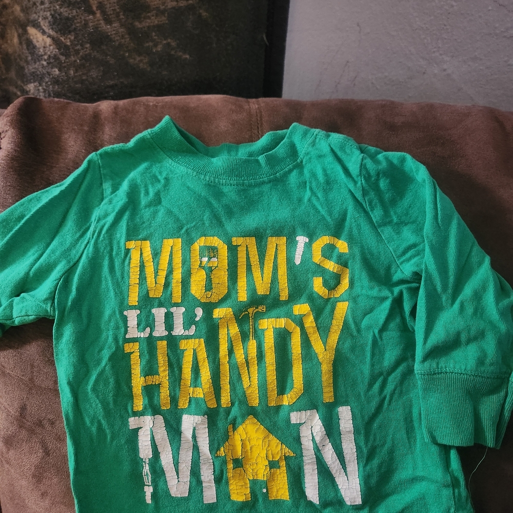 Old Navy Green Long Sleeve Tee with Yellow and White Print